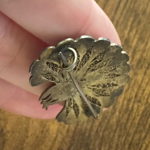 Antique Enamel Peacock Brooch Pin Blue Green - Picture 5 of 6